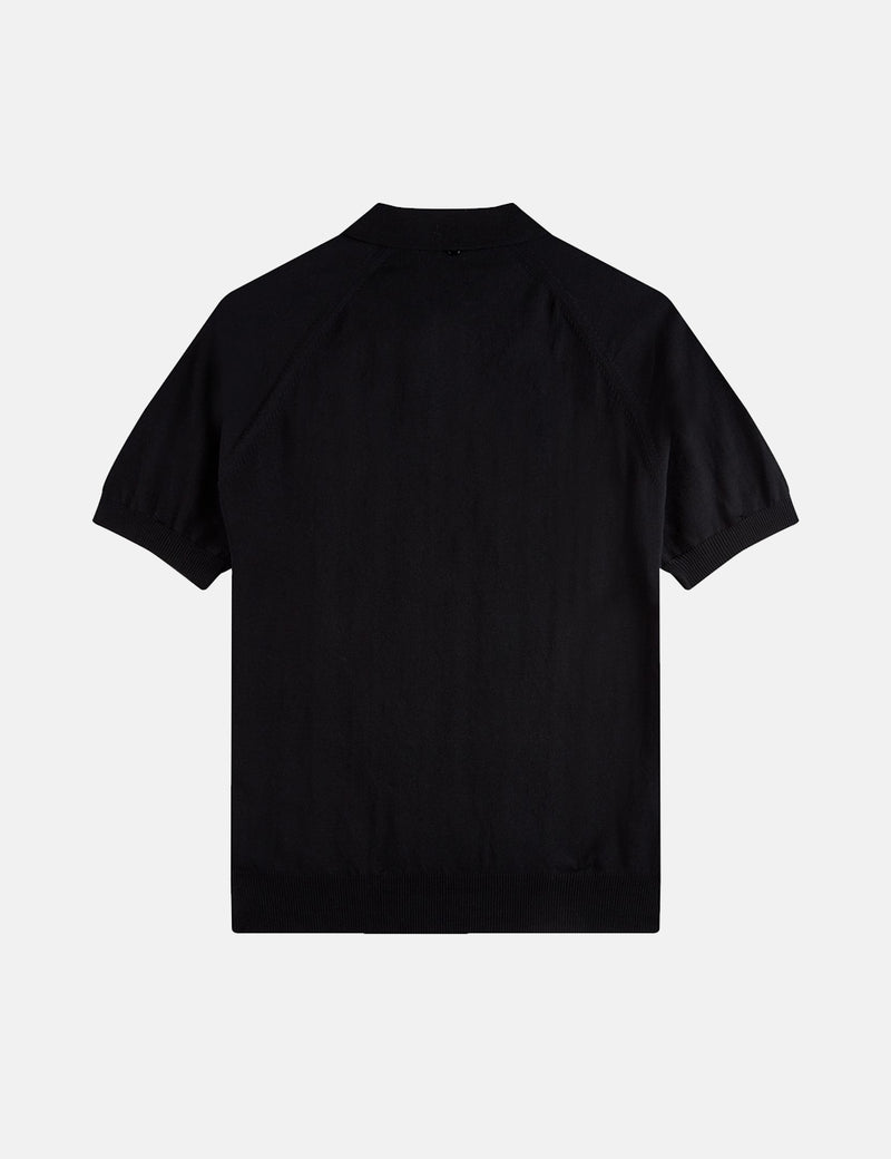Fred Perry Raglan Sleeve Knit Shirt - Black/Champagne