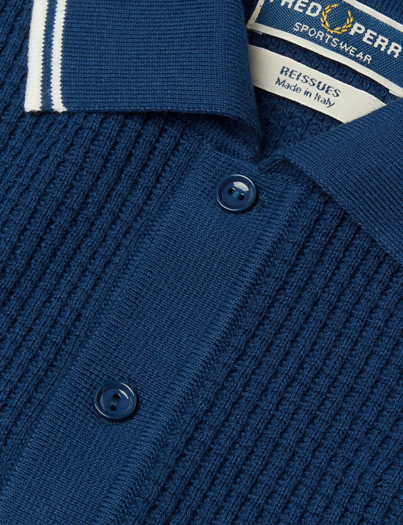 Fred Perry Textured Knitted FP Shirt - French Navy