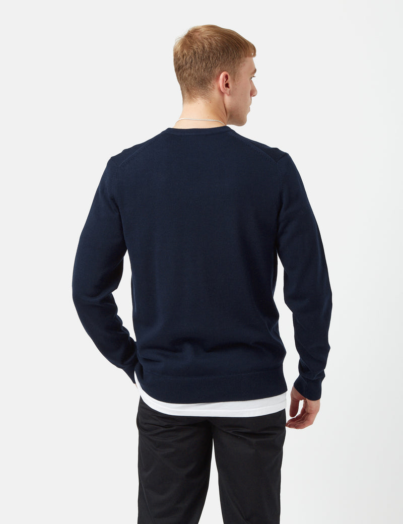 Fred Perry Classic V-Neck Jumper - Navy Blue