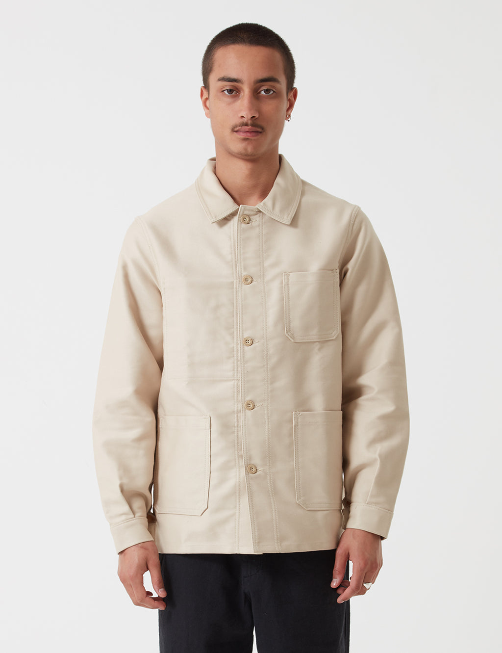 Le Laboureur Moleskin Work Jacket - Ecru | URBAN EXCESS.