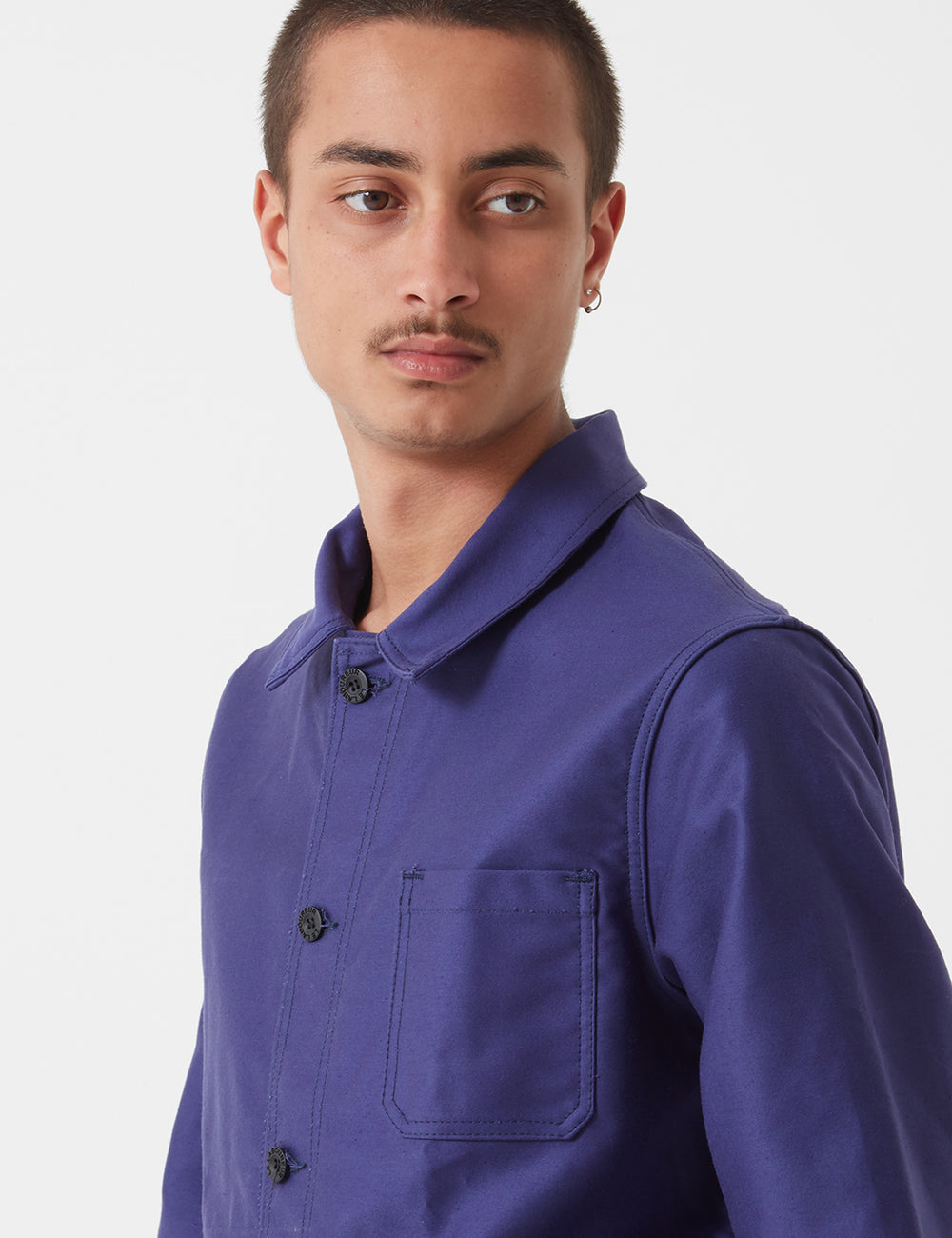 Shop Le Laboureur Moleskin Work Jacket - Navy Blue
