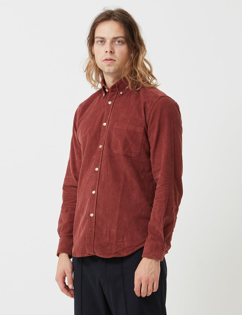 Portuguese Flannel Lobo Shirt (Cord) - Bordeaux