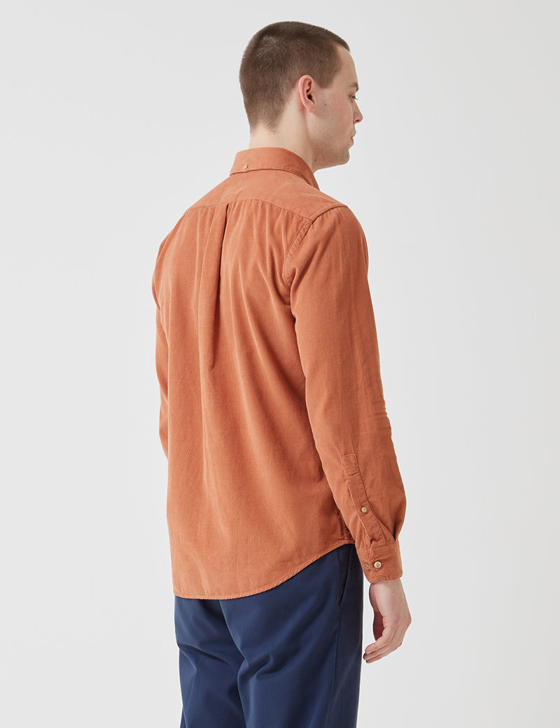 Portuguese Flannel Lobo Shirt (Micro Cord) - Brick Orange
