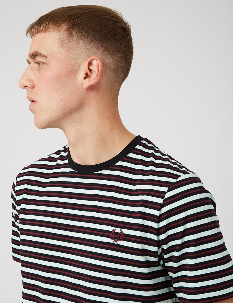 Fred Perry Fine Stripe T-Shirt - Brighton Blue