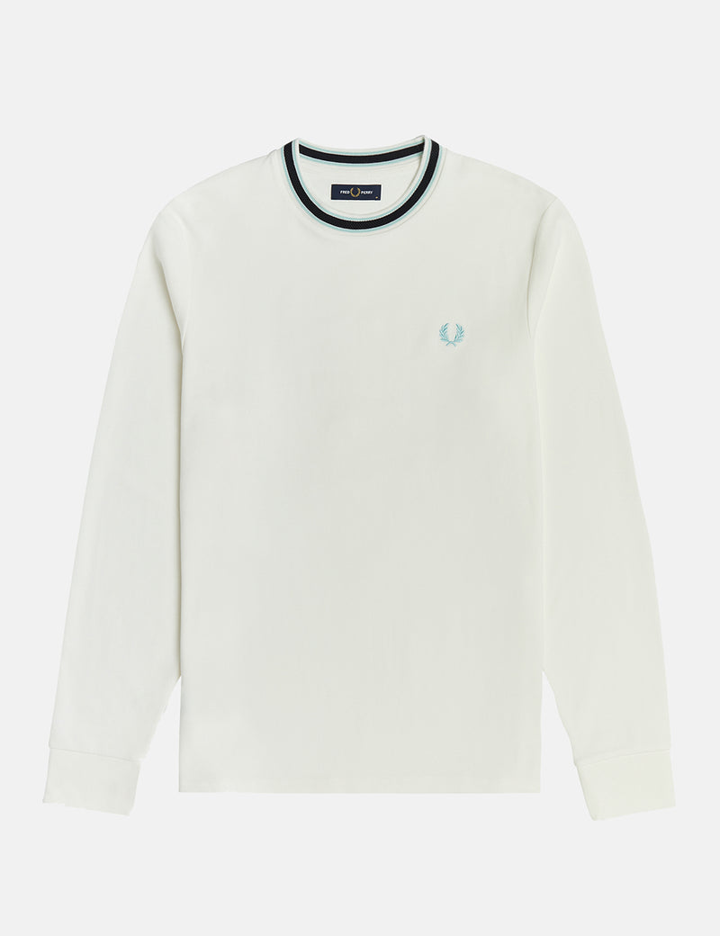 Fred Perry Tramline Tipped T-Shirt - Snow White