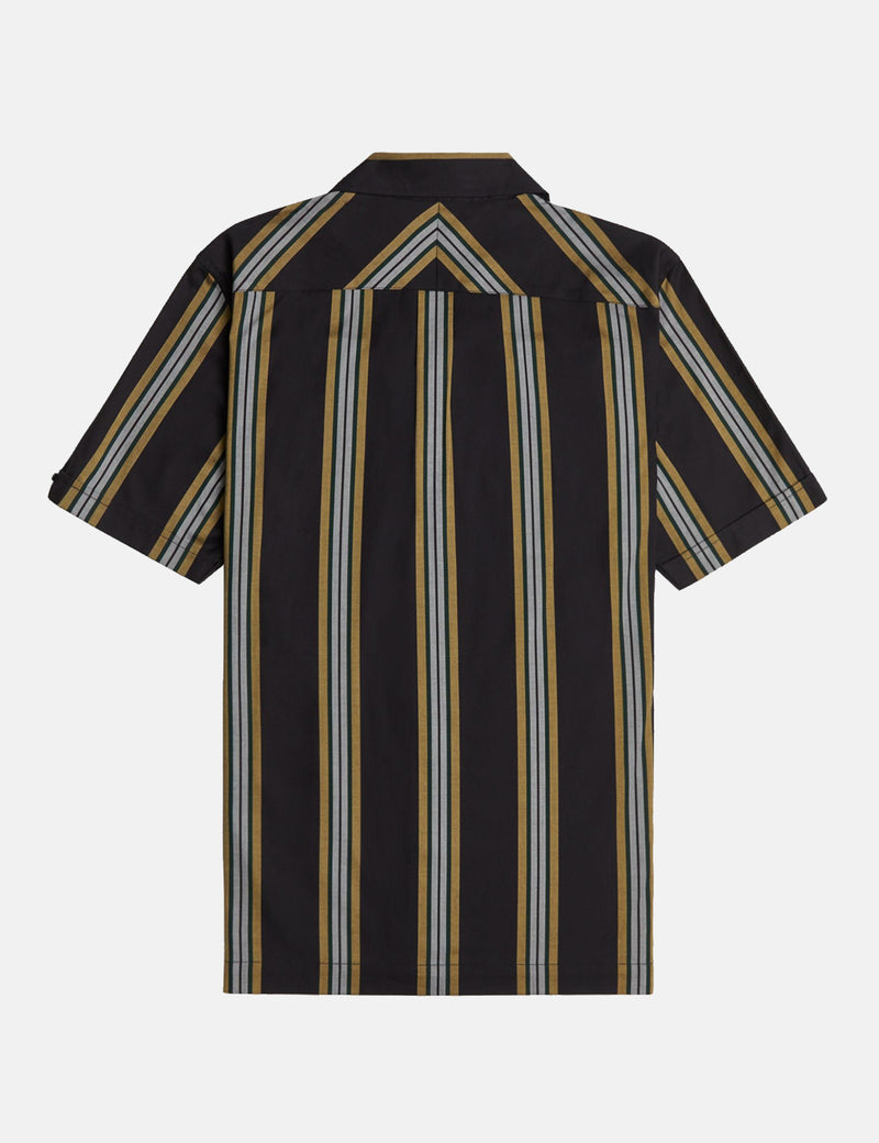 Fred Perry Stripe Revere Collar Shirt - Black
