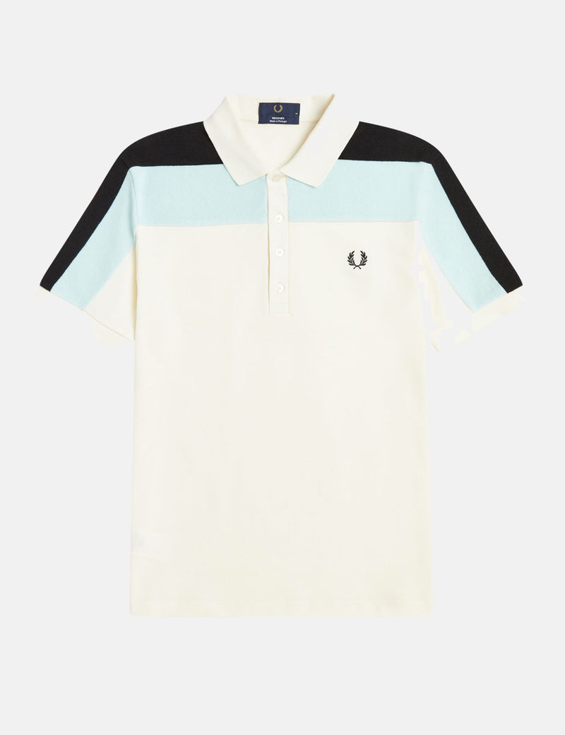 Fred Perry Reissues Towelling Panel Polo Shirt - Ecru