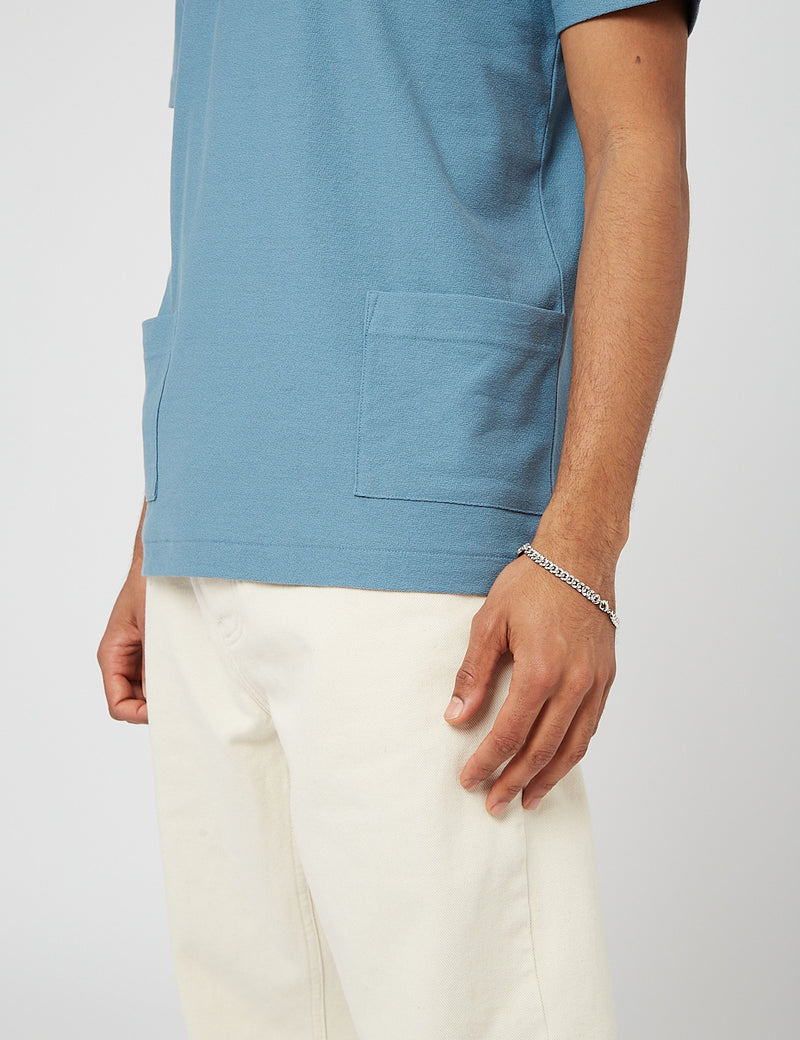 Fred Perry Rib Detail Neck Polo Shirt - Ash Blue