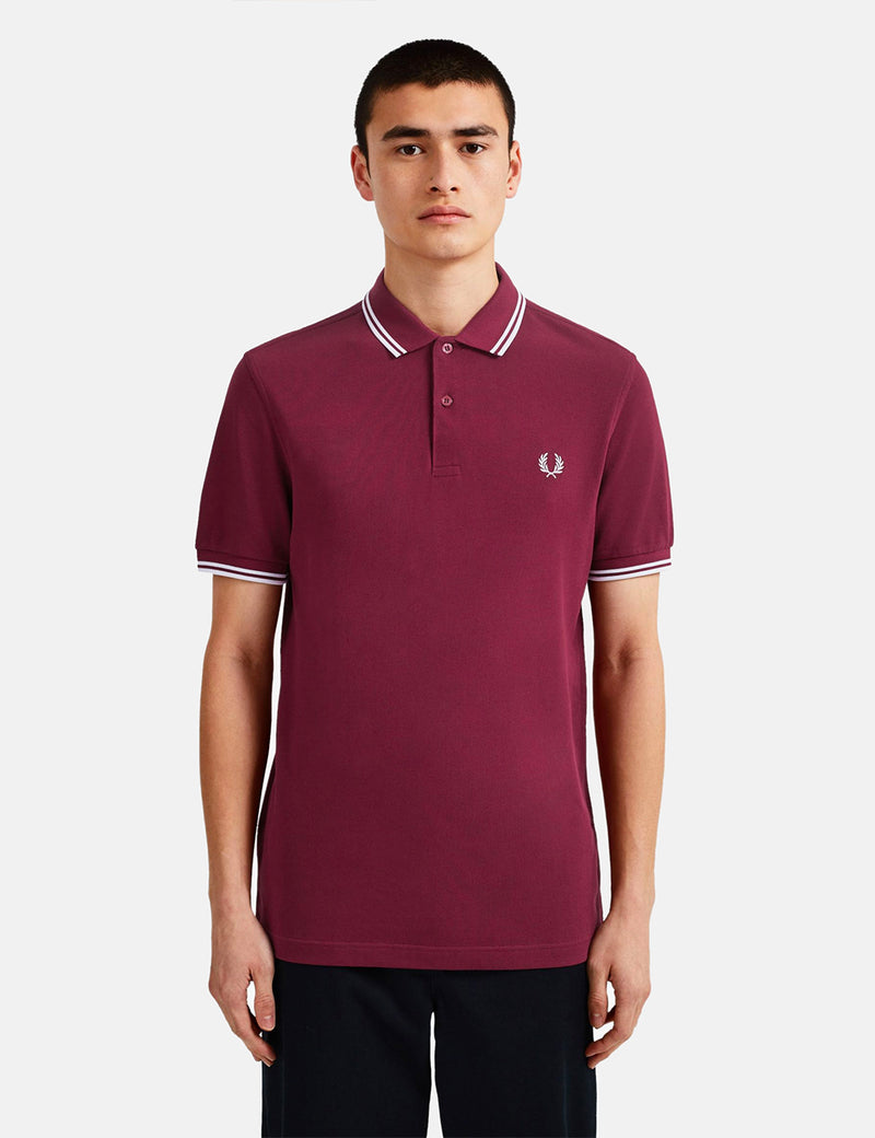 Fred Perry Twin Tipped Polo Shirt - Port/White/White