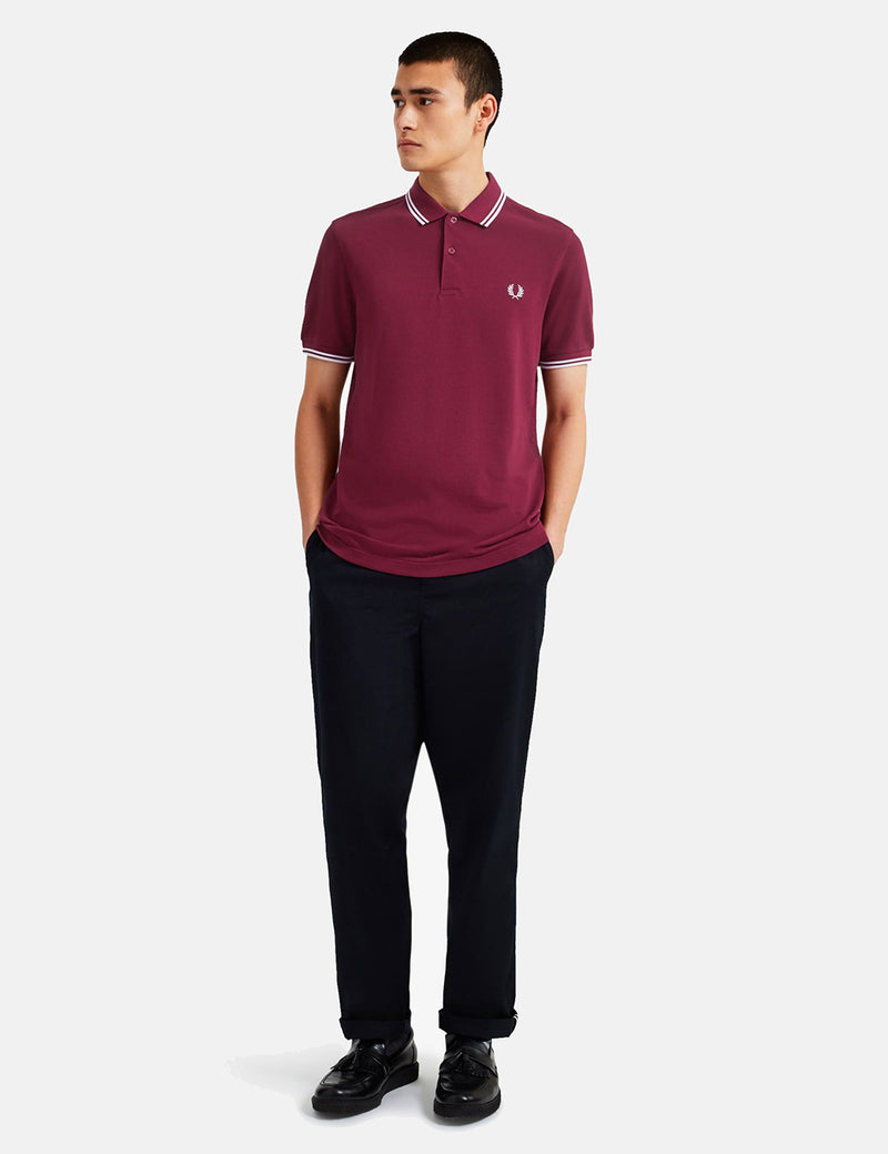 Fred Perry Twin Tipped Polo Shirt - Port/White/White