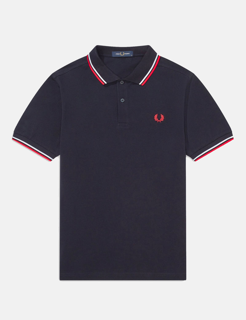 Fred Perry Twin Tipped Polo Shirt - Navy/White/Red