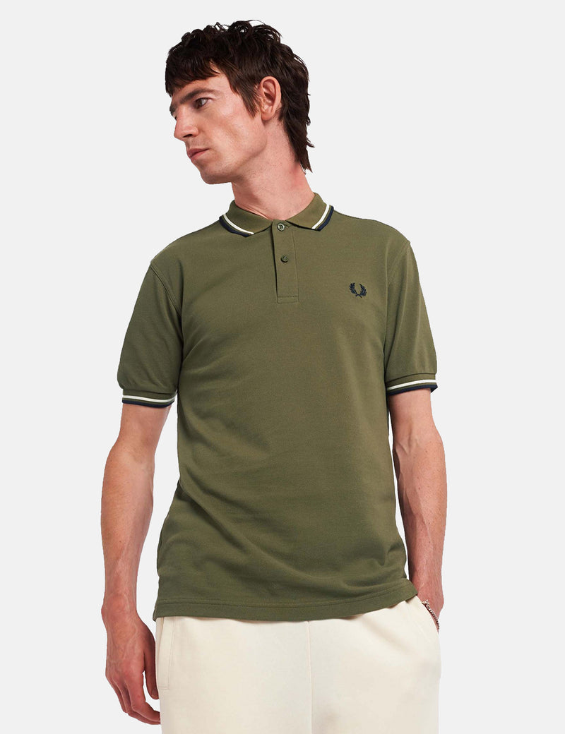 Fred Perry Twin Tipped Polo Shirt - Military Green