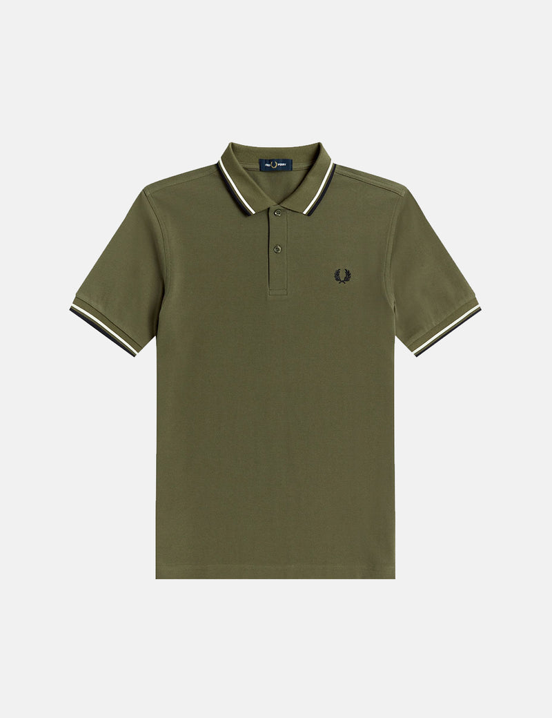 Fred Perry Twin Tipped Polo Shirt - Military Green