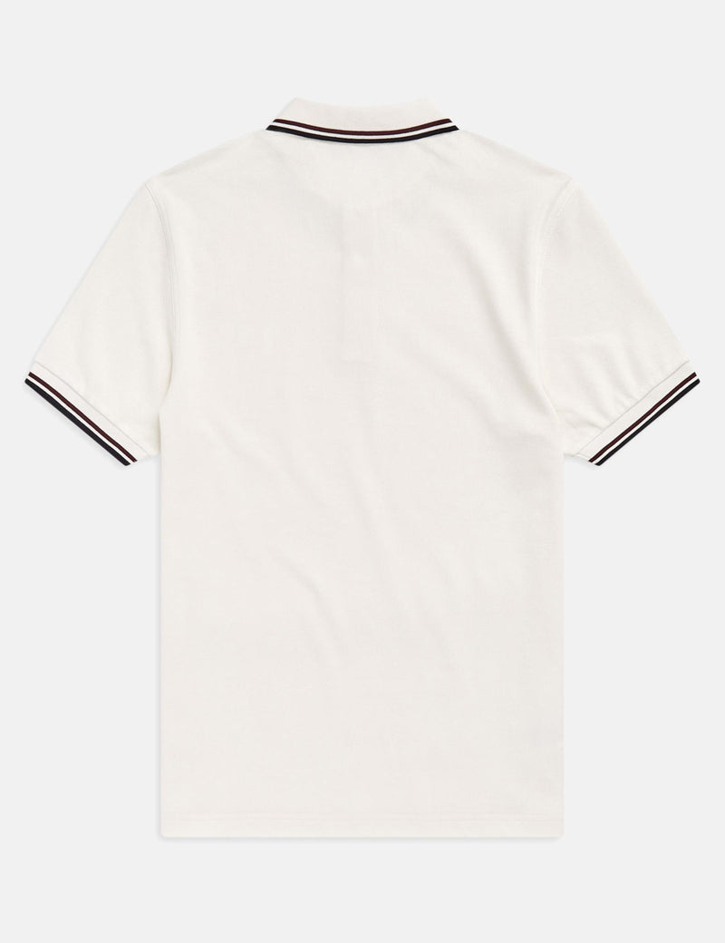 Fred Perry Twin Tipped Polo Shirt - Snow White/Shiraz