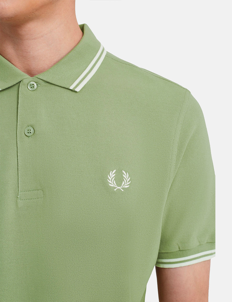 Fred Perry Twin Tipped Polo Shirt - Light Sage