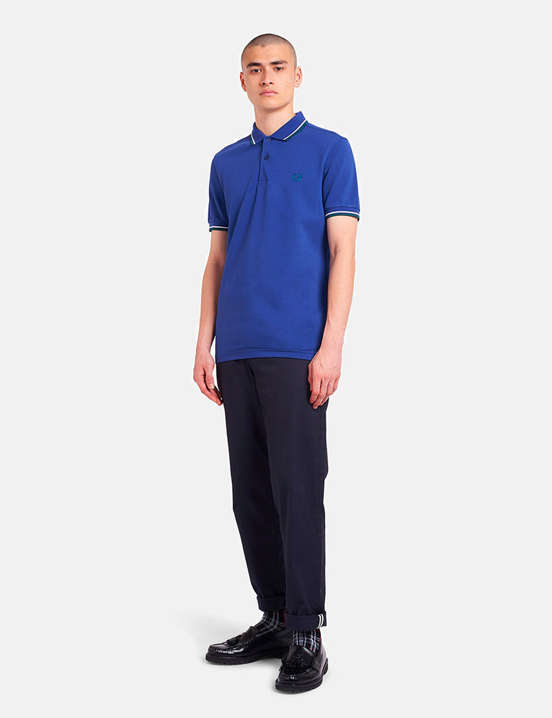 Fred Perry Twin Tipped Polo Shirt - Nautical Blue/Snow White/Light Petrol