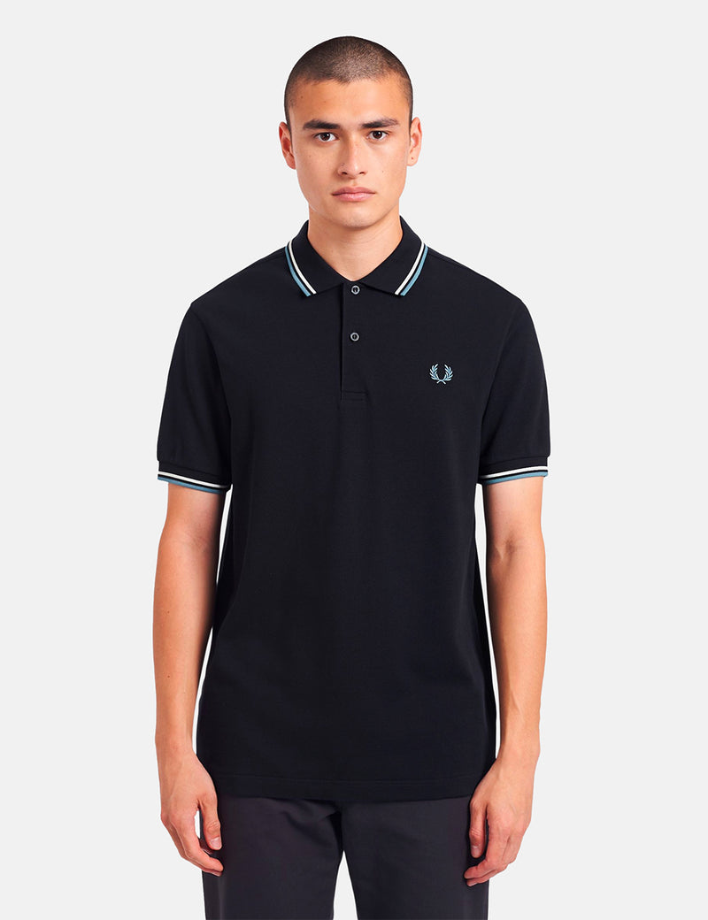 Fred Perry Twin Tipped Polo Shirt - Navy/Snow White/Smoke Blue