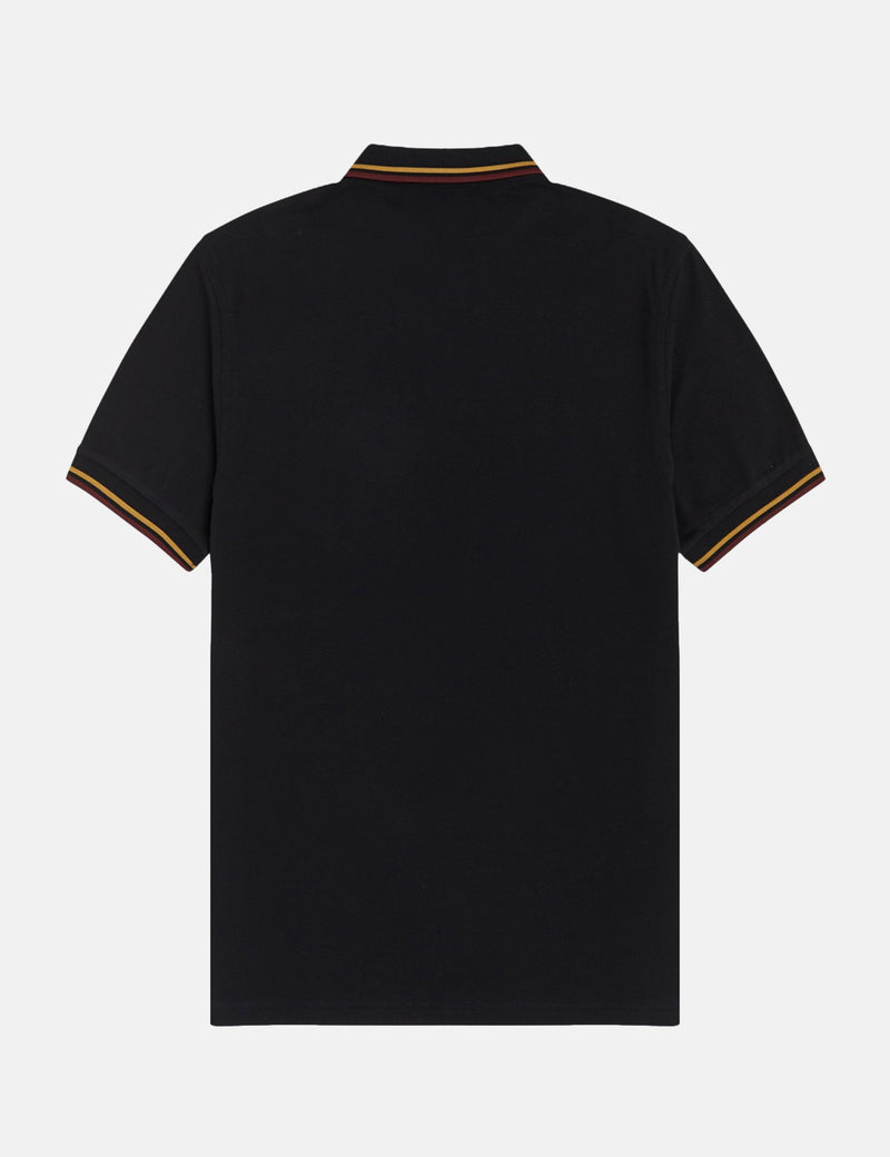 Fred Perry Twin Tipped Polo Shirt - Black/1964 Gold/Aubergine