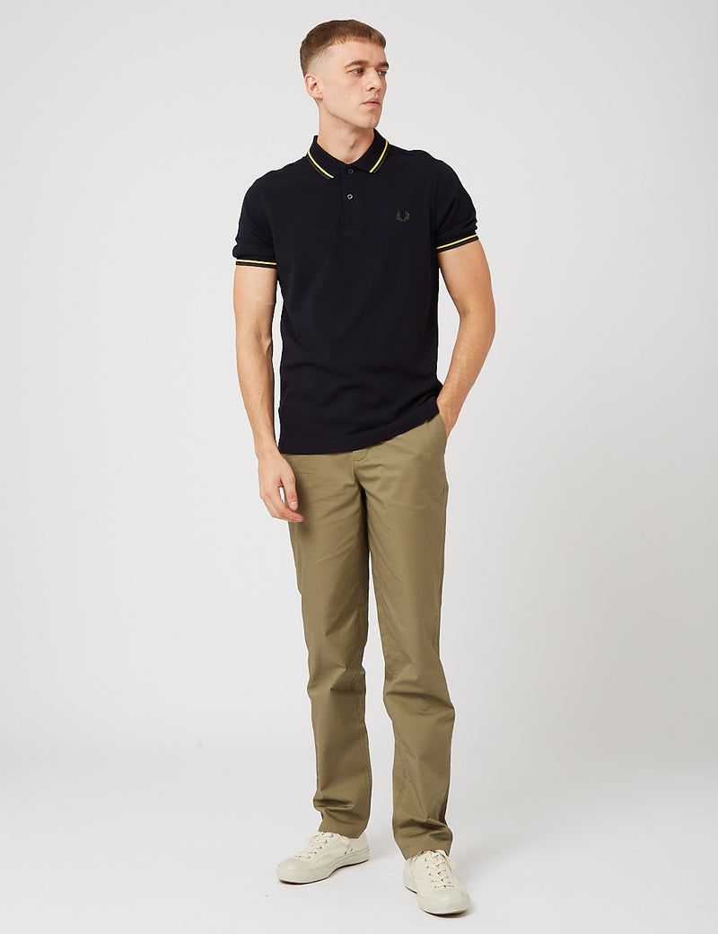 Fred Perry Twin Tipped Polo Shirt - Navy Blue/1964 Yellow/Hunting Green