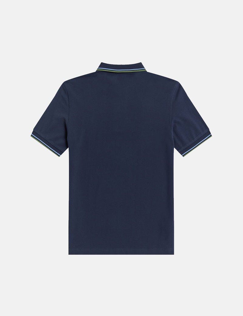 Fred Perry Twin Tipped Polo Shirt - Dark Carbon/Ash Blue/Pistachio