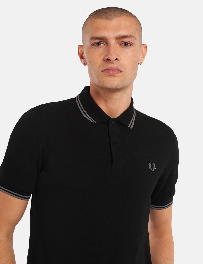 Fred Perry Twin Tipped Shirt - Black/Gunmetal