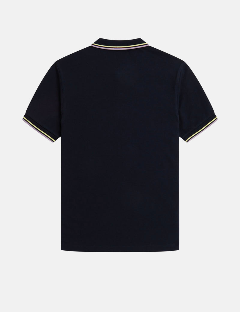 Fred Perry Twin Tipped Polo Shirt - Navy/Wax Yellow/Lilac Soul