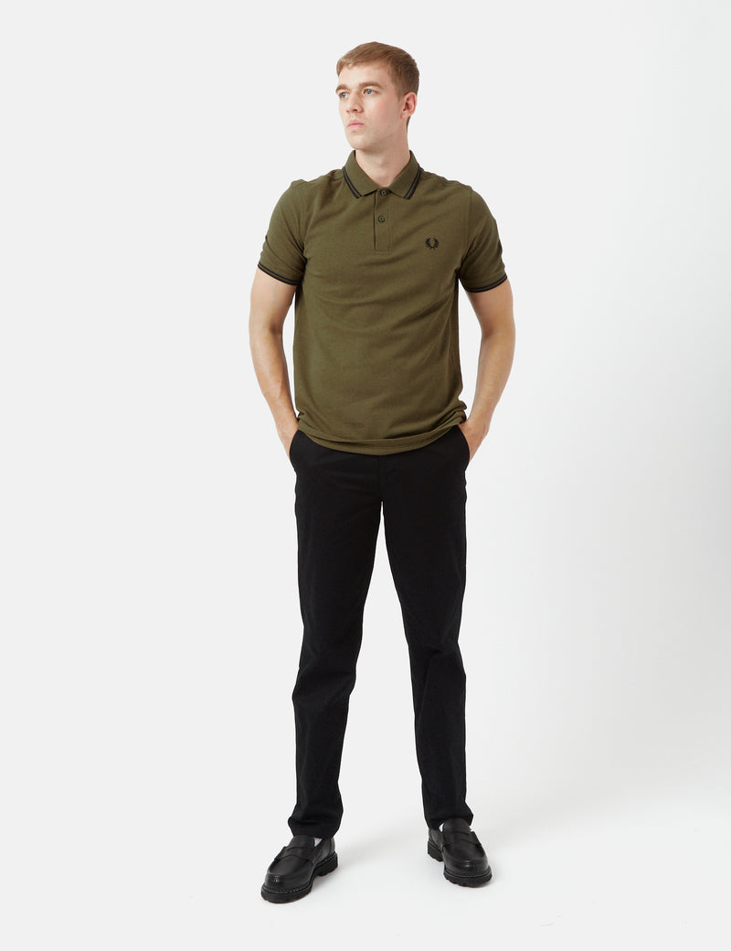 Fred Perry Twin Tipped Polo Shirt - Uniform Green/Black