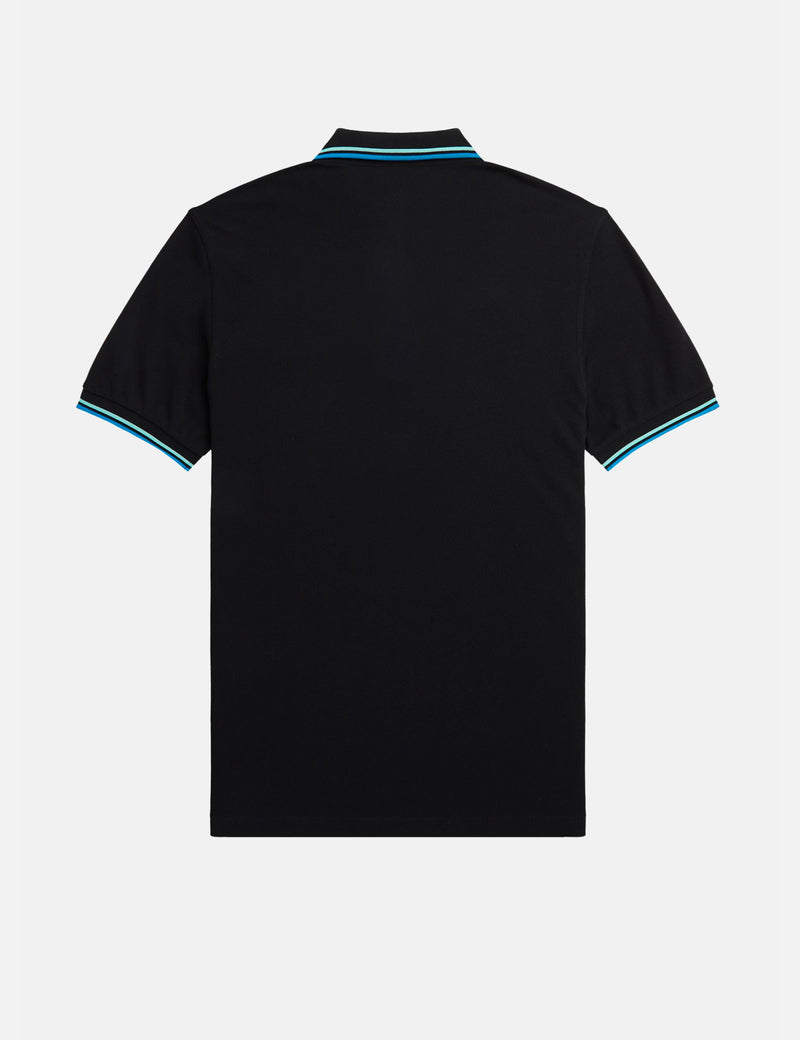 Fred Perry Twin Tipped Polo Shirt - Black/Wasabi/Vintage Sky