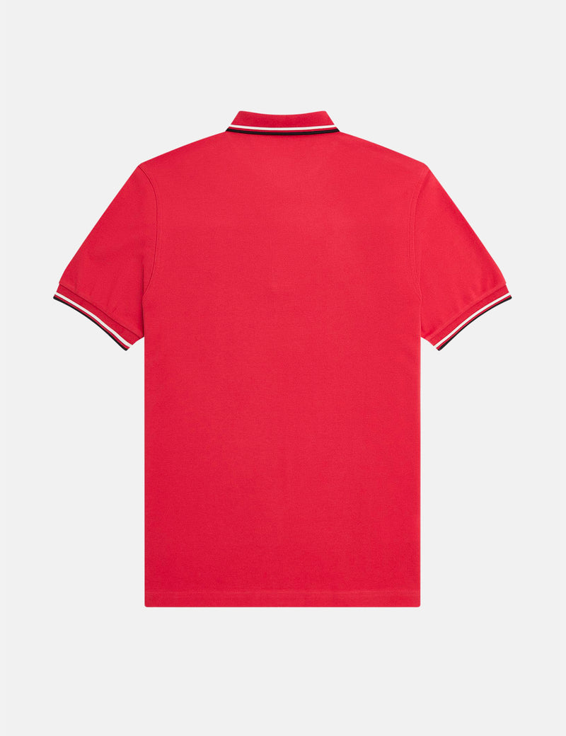 Fred Perry Twin Tipped Polo Shirt - Washed Red/Snow White/Black