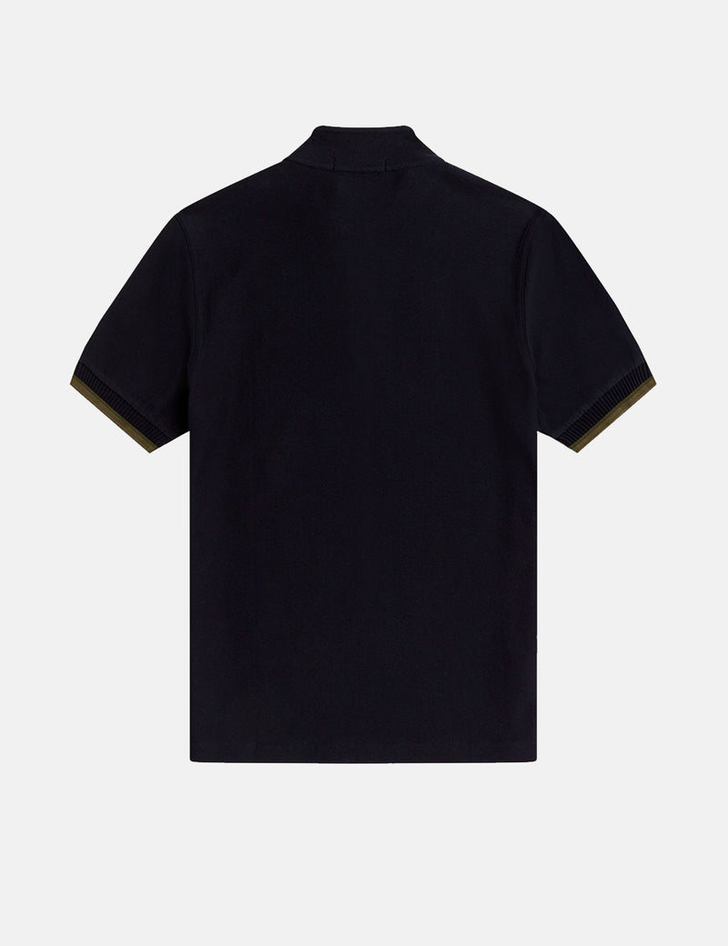 Fred Perry Funnel Neck Polo Shirt - Navy Blue