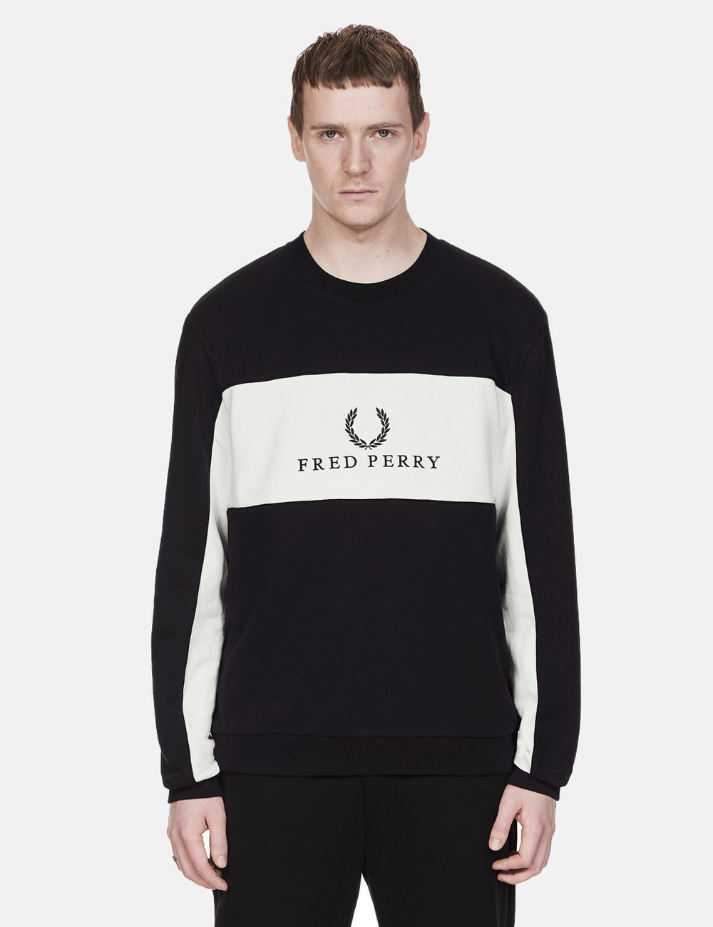 Fred Perry Panel Piped Sweatshirt Black URBAN EXCESS