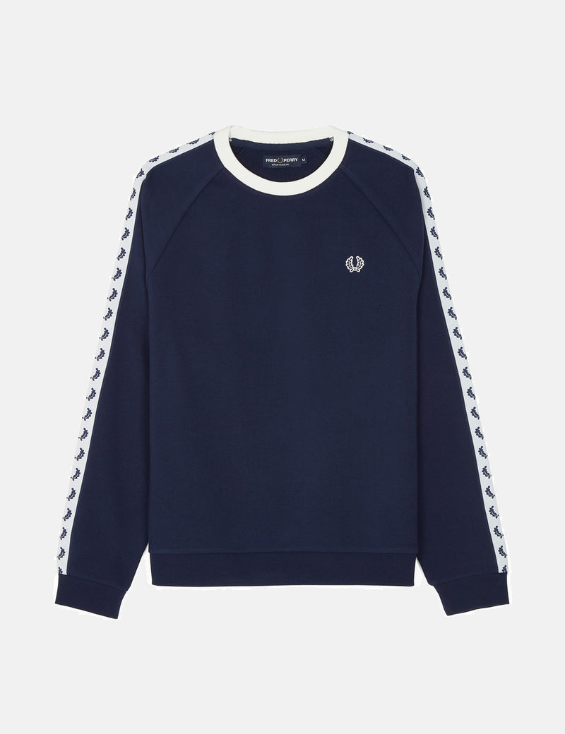 Fred Perry Taped Crew Neck Sweatshirt - Carbon Blue