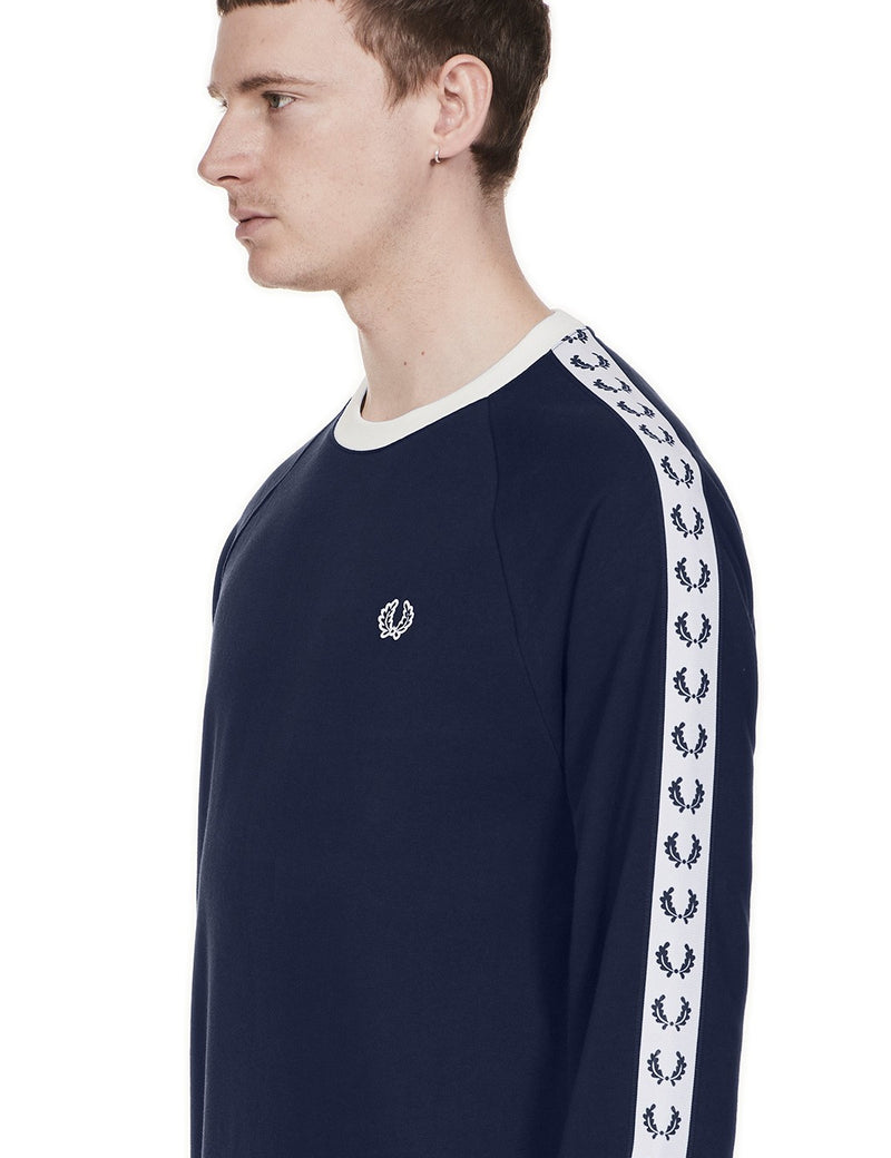 Fred Perry Taped Crew Neck Sweatshirt - Carbon Blue