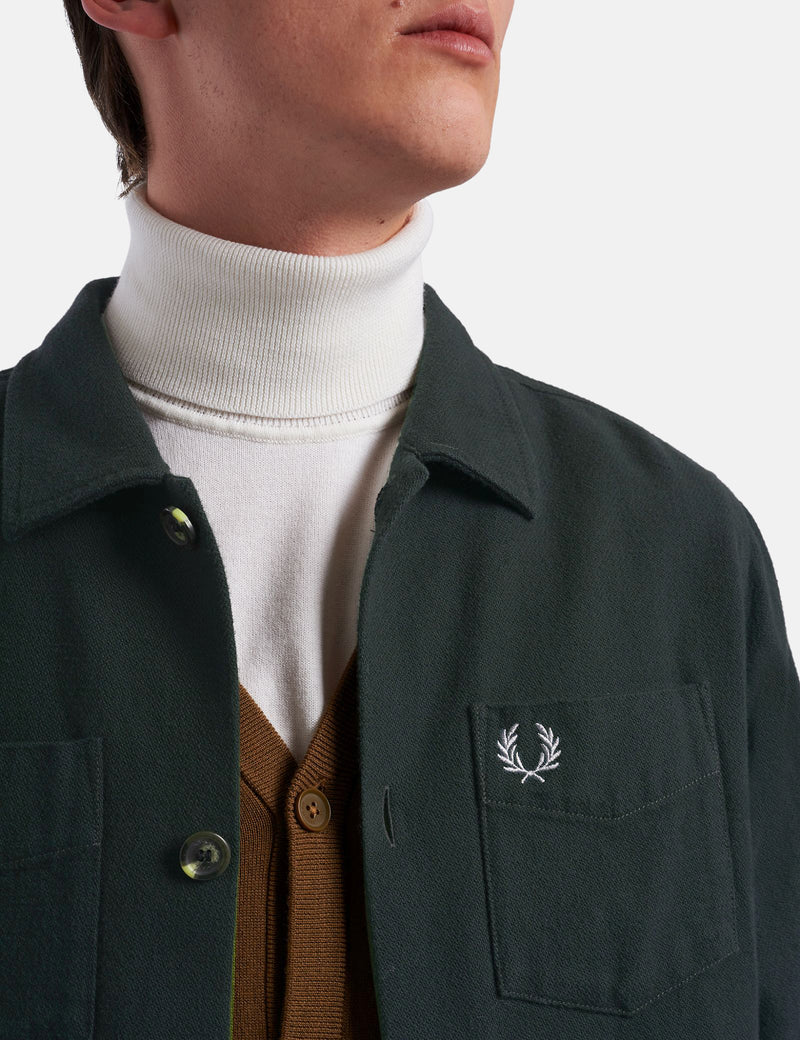 Fred Perry Overshirt (Wool Blend) - Night Green