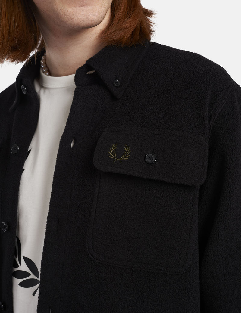 Fred Perry Reverse Fleeceback Overshirt - Black