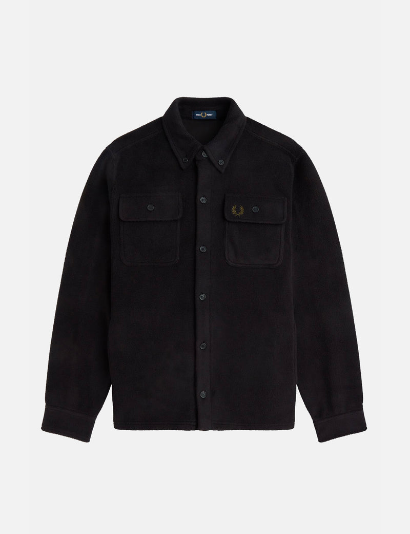 Fred Perry Reverse Fleeceback Overshirt - Black