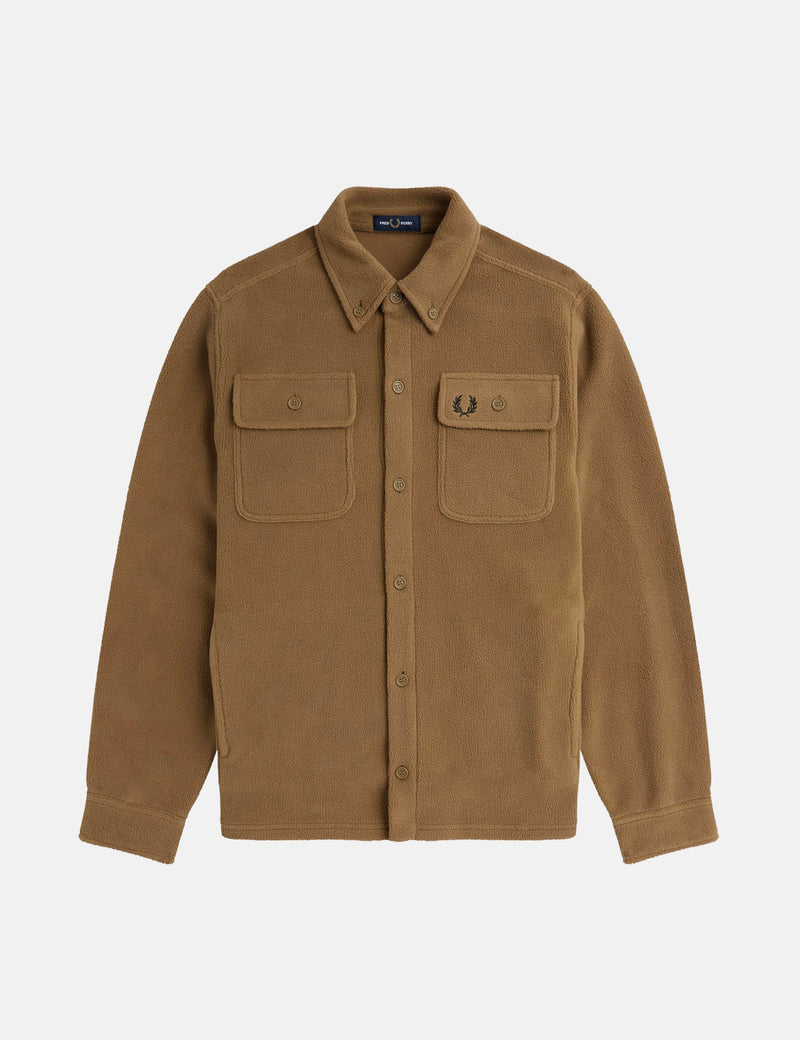 Fred Perry Reverse Fleeceback Overshirt - Shaded Stone Brown