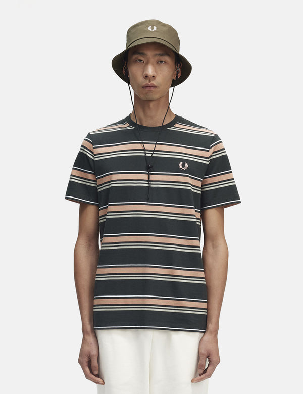 Fred Perry Stripe T-Shirt - Night Green