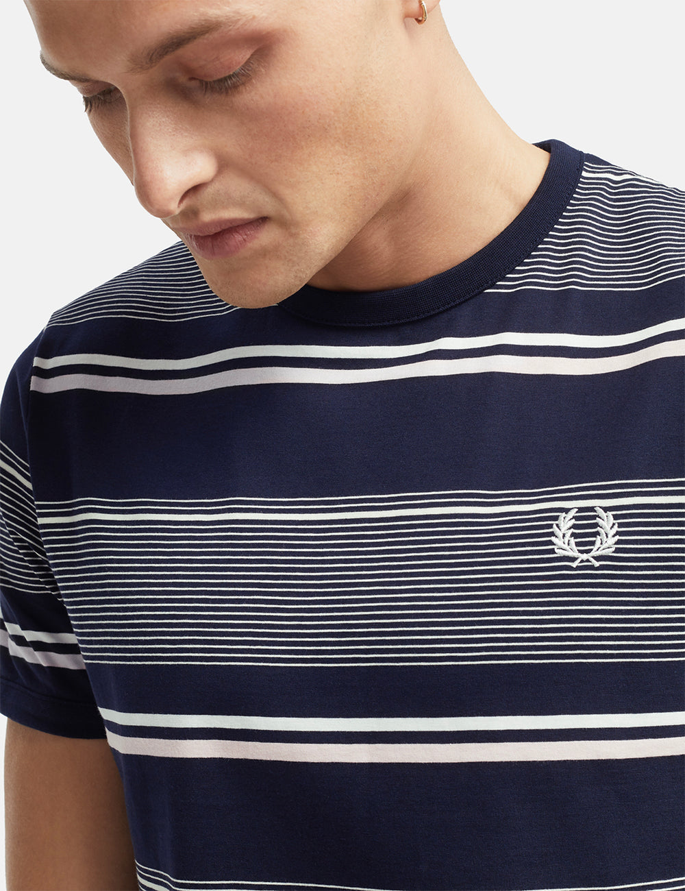 Fred Perry Stripe T-Shirt - Navy Blue | URBAN EXCESS.