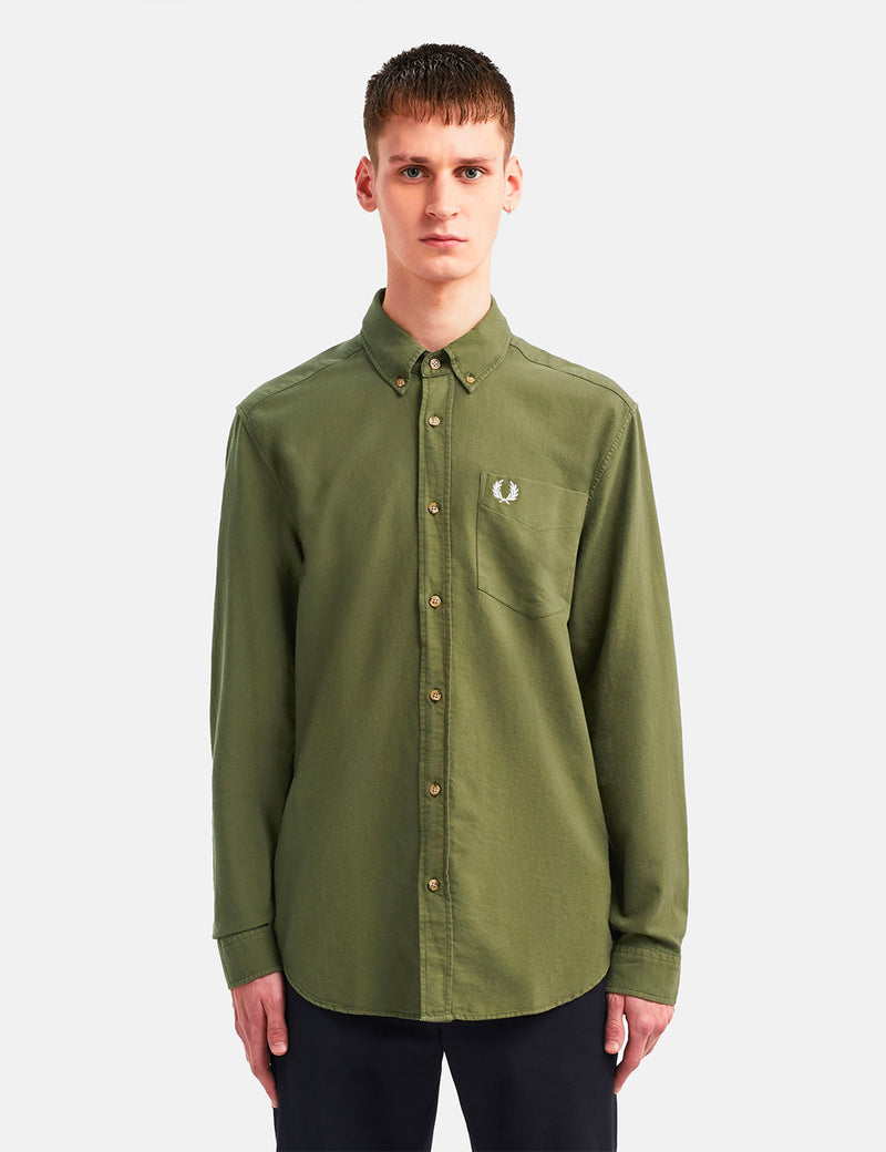 Fred Perry Overdyed Shirt - Military Green