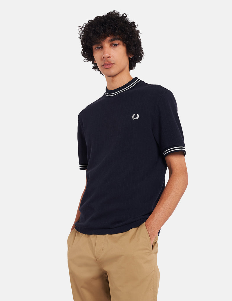 Fred Perry Reissues Crew Neck Pique T-Shirt - Navy Blue