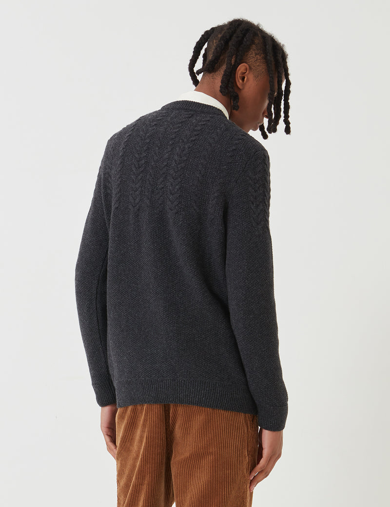 Barbour Crastill Cable Knit Sweatshirt - Charcoal Grey