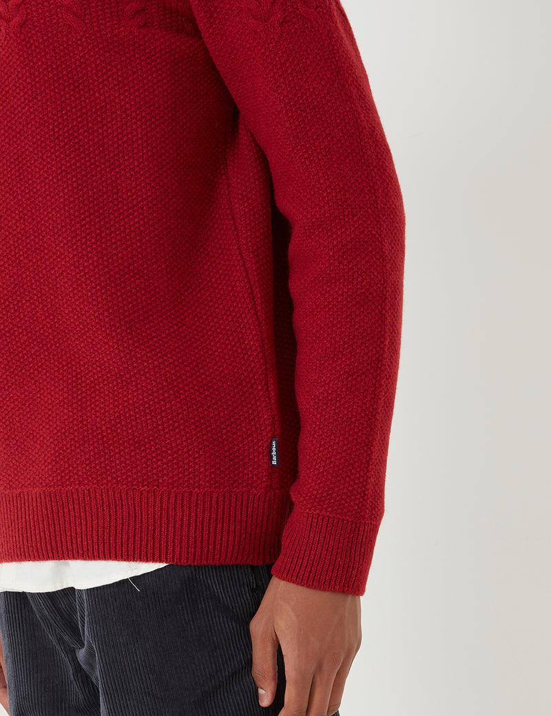 Barbour Crastill Cable Knit Sweatshirt - Rich Red