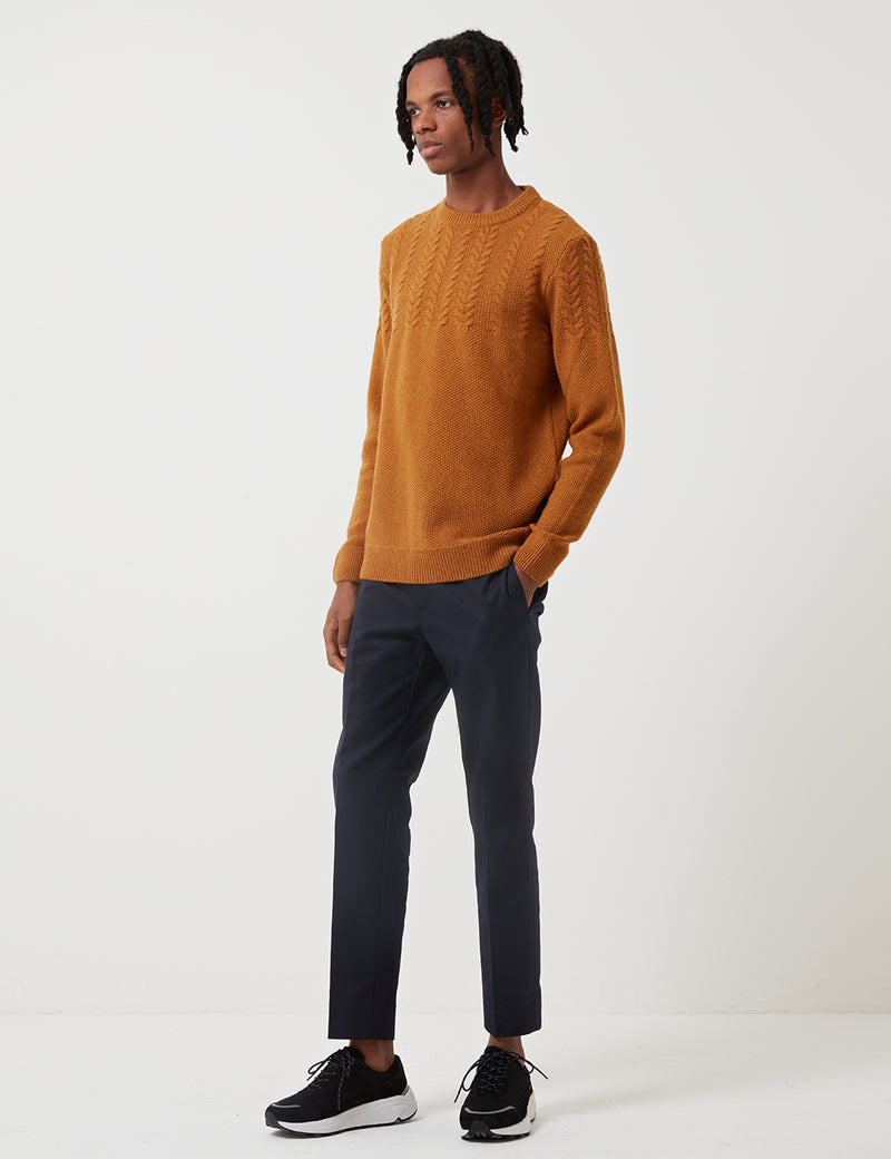 Barbour Crastill Cable Knit Sweatshirt - Mustard
