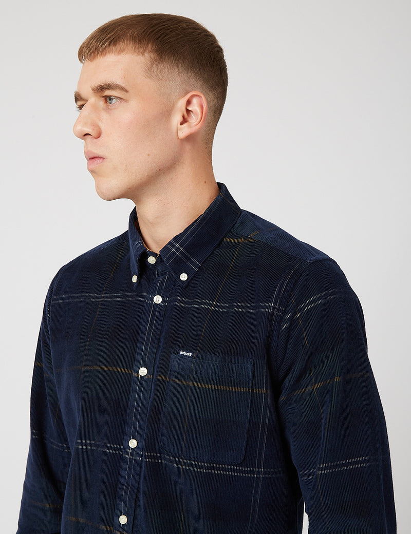 Barbour Blair Tailored Shirt (Cord) - Seaweed Tartan Blue