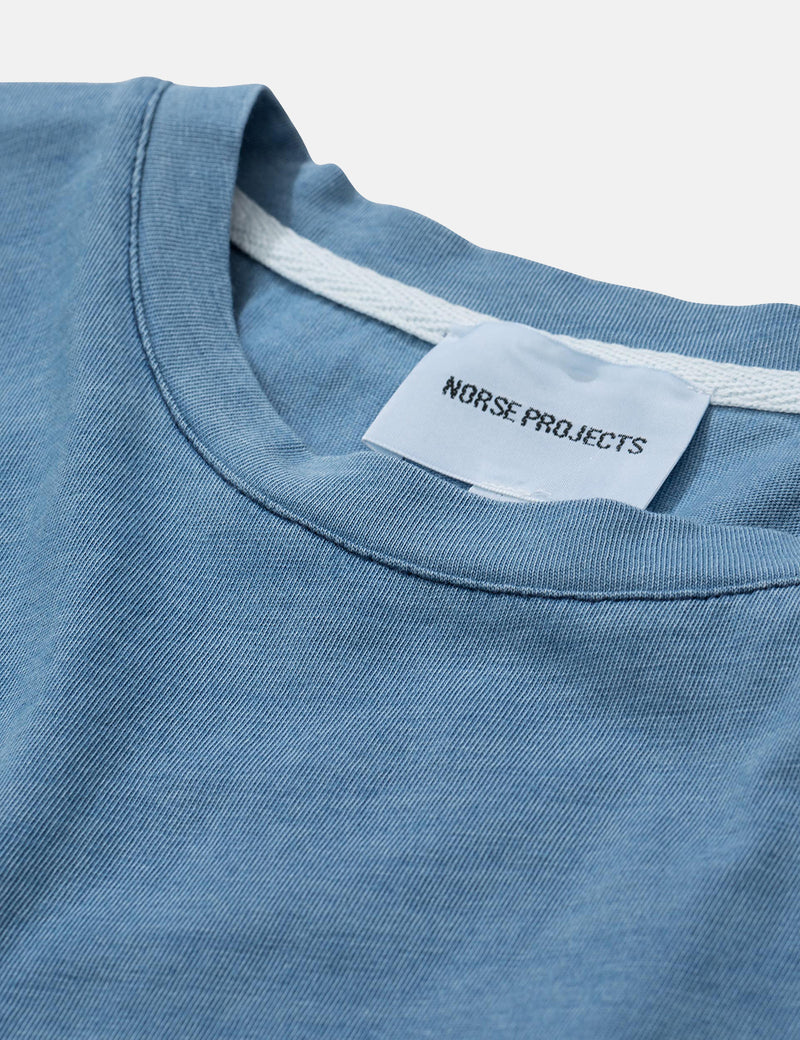 Norse Projects Niels Indigo T-Shirt - Sunwashed Blue
