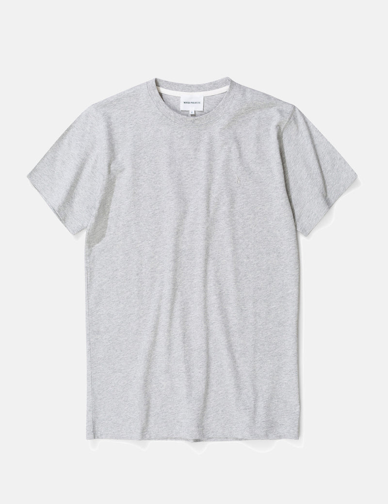 Norse Projects Niels Standard Logo Patch T-Shirt - Light Grey Melange