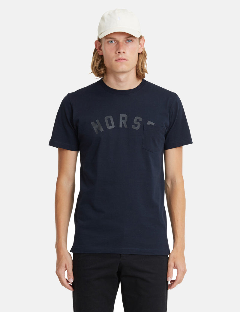 Norse Projects Niels Classic Ivy Logo T-Shirt - Dark Navy Blue