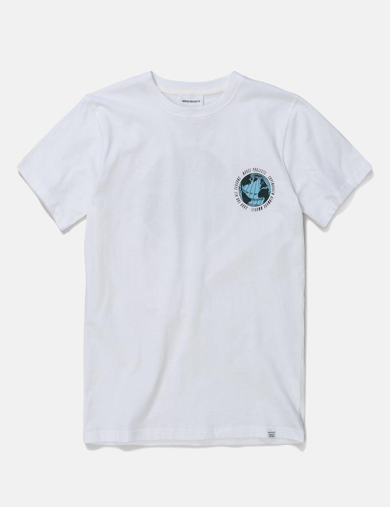 Norse Projects Niels Globe Logo T-Shirt - White