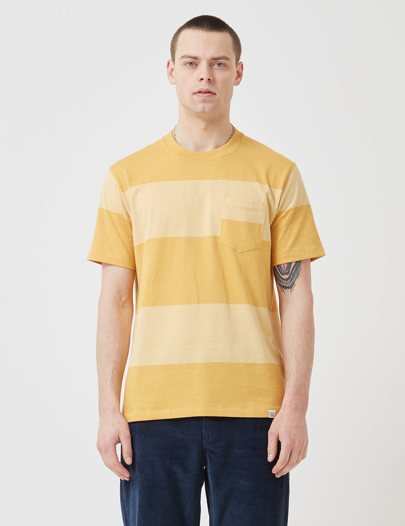 Norse Projects Johannes Block Stripe T-Shirt - Sunwashed Yellow